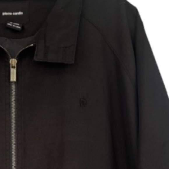 Lightweight Jacket Vintage 80s 90s Pierre Cardin Retro Zip Up Black Size Large - Picture 15 of 17